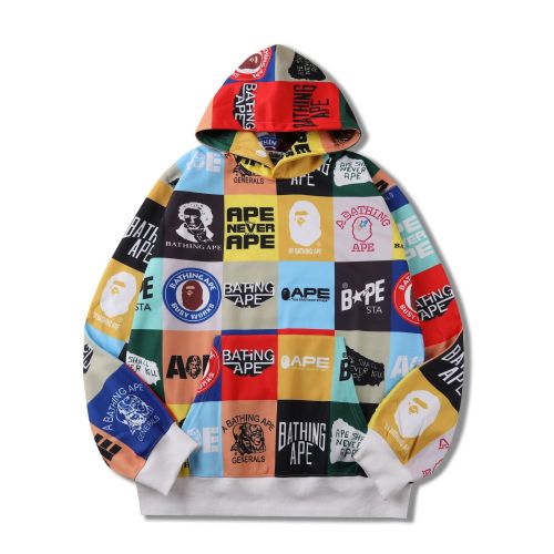 Adult Bape Fasion 95% Cotton Pattern Color Block Splicing Hoodied Hoodie BPH-117