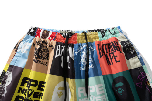 Adult Bape Fasion 95% Polyester Waterproof Silky Graphic Color Block Cropped Pants BPH-118