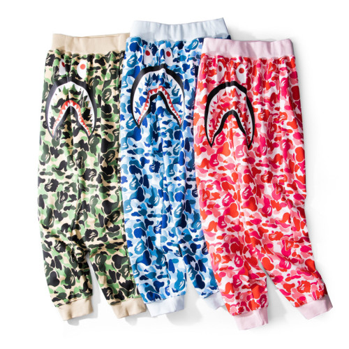 Adult Bape Fasion 85% Cotton Camouflage Shark Zipper Trousers BPH-236