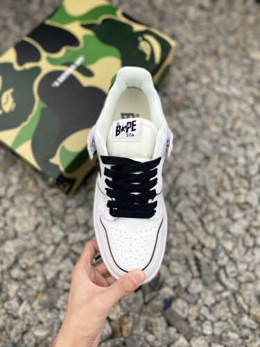 Original Grade Top Quality BAPE Sk8 Sta Low Made of Lychee Top Layer Leather and Textured Cowhide Leather Upper Insole Embedded with Ortholite Cushioning Material + Soft Suede Rubber Sole Sneaker with Box BPS-076