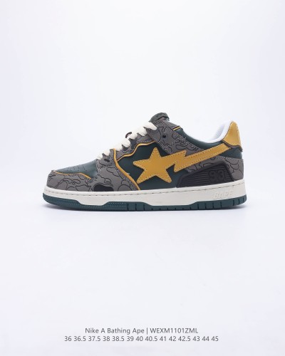 Company Level High Quality BAPE Sk8 Sta Low Soft Calfskin Upper with Ortholite Cushioning Insole External Wear-resistant Rubber Outsole Sneaker with Box BPS-036