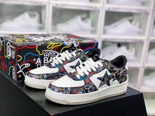 Original Grade Top Quality BAPE Sta Low MEDICOM TOY CAMO  Soft Calf Split and Suede Upper Material External Thick Wear-resistant Rubber Outsole 1H7-3191-913 Sneaker with Box BPS-080