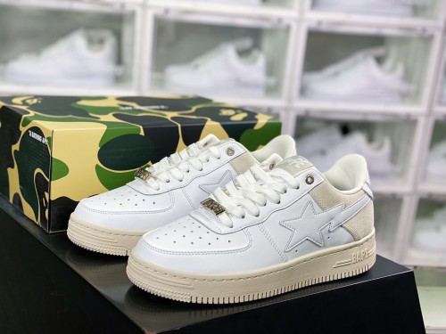 Original Grade Top Quality BAPE Sta Low Soft Calf Split and Suede Upper Material External Thick Wear-resistant Rubber Outsole 1H7-3191-913 Sneaker with Box BPS-081