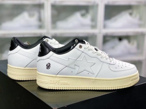 Original Grade Top Quality BAPE Sta Low BLACK  Made of soft Nappa Top Layer Leather Combined with Cow-cut Leather Upper Material + Insole Embedded with Ortholite Cushioning Material 1H70-191-022 Sneaker with Box BPS-079