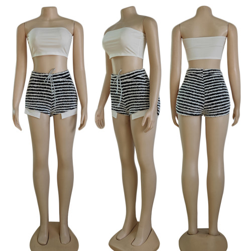 Women Summer Shot Striped Drawstring Lounge Pants WS-214
