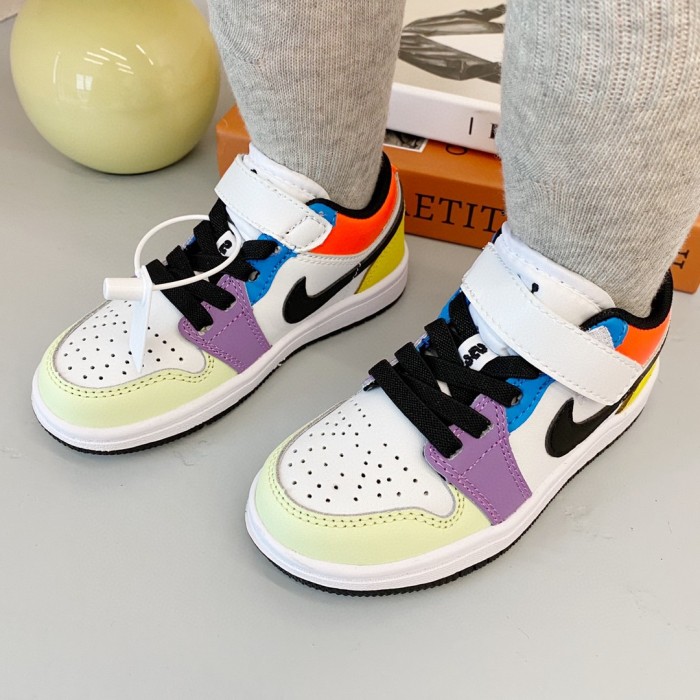 High Quality Kid's Nike Air Jordan 1 Low Soft Sole Sneaker(Children 28-39 size use shoelace,kid's  24-27 size use magic buckle) with Box KSS-034