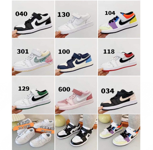 High Quality Kid's Nike Air Jordan 1 Low Soft Sole Sneaker(Children 28-39 size use shoelace,kid's  24-27 size use magic buckle) with Box KSS-034