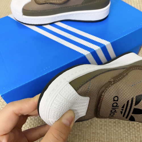 High Quality Kid's Adidas Soft Shell Toe Velcro Kids Cotton Inside Waterproof Surface Leather Sneaker with Box KSS-053