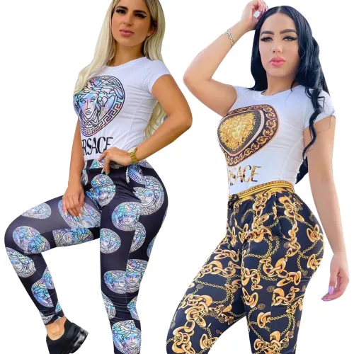 Women Summer Short-Sleeve Fashion Print Two-Piece Suit WS-227
