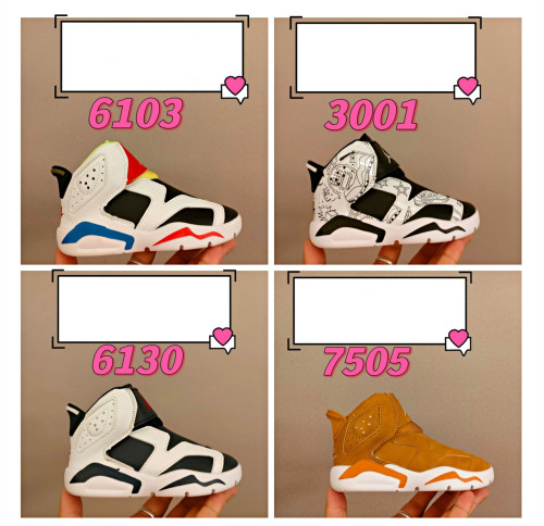 High Quality Kid's Nike Air Jordan 6 Mid Leather Surface Sneakers with Box KSS-089