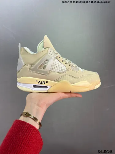 High Quality Off-White Joint Nike Air Jordan AJ4 Retro  Cream/Sail  CV9388-100 Sneaker with Box HYAJ-278