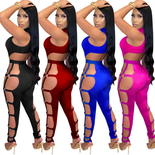 Women'S Sexy Hollow Tight Backless Jumpsuit WS-234