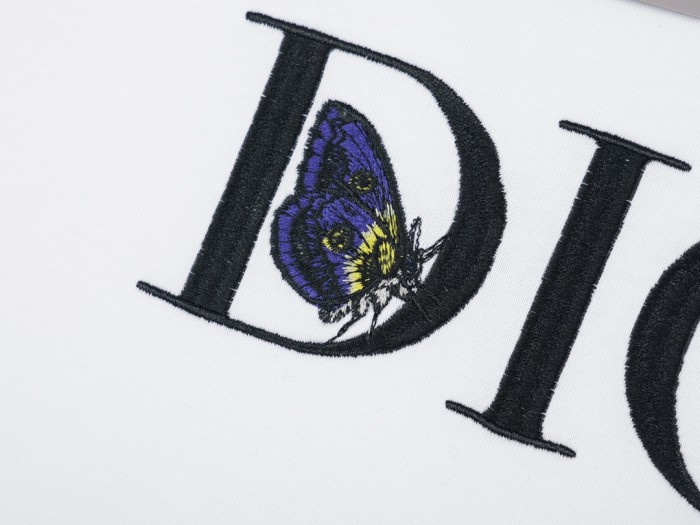 High Quality Dior 240g 100% Cotton Embroidery Butterfly Logo T-shirt for Women and Men with Original OPP Package and Tags DRTS-033