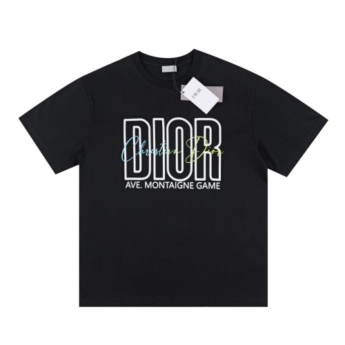 High Quality Dior 240g 100% Cotton Gradient Print Logo T-shirt for Women and Men with Original OPP Package and Tags DRTS-037