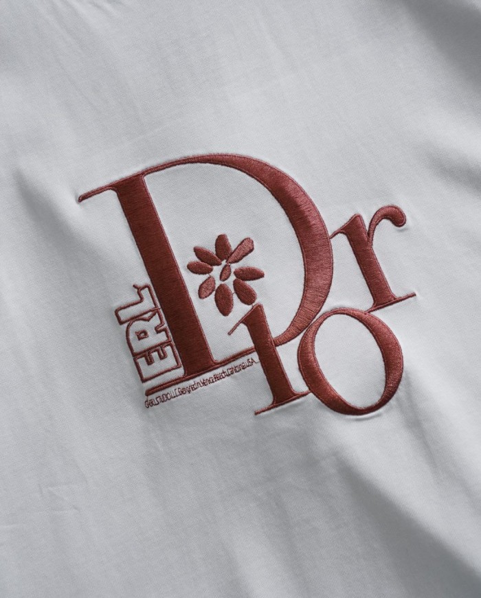 Top Quality Dior 280g 100% Cotton Embroidery Logo T-shirt for Women and Men with Original OPP Package and Tags DRTS-021