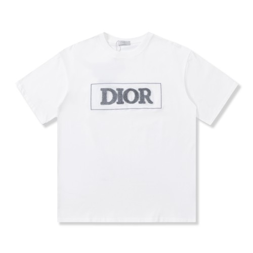 High Quality Dior 260g 100% Cotton Three-dimensional Towel Embroidery Logo T-shirt for Women and Men with Original OPP Package and Tags DRTS-024