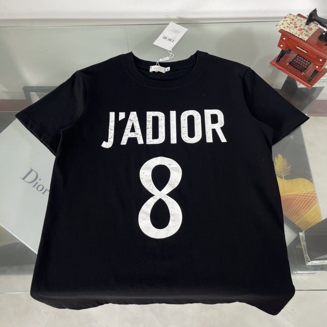 Top Quality Dior 100% Cotton Print J'ADior8 Logo T-shirt for Women and Men with Original OPP Package and Tags DRTS-045