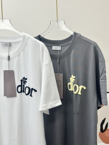 High Quality Dior 260g 100% Cotton Foaming Logo T-shirt for Women and Men with Original OPP Package and Tags DRTS-059