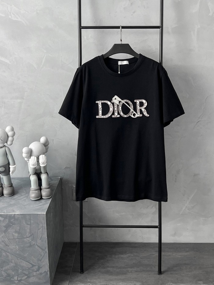 High Quality Dior 230g 100% Cotton Embroidery Logo T-shirt for Women and Men with Original OPP Package and Tags DRTS-047