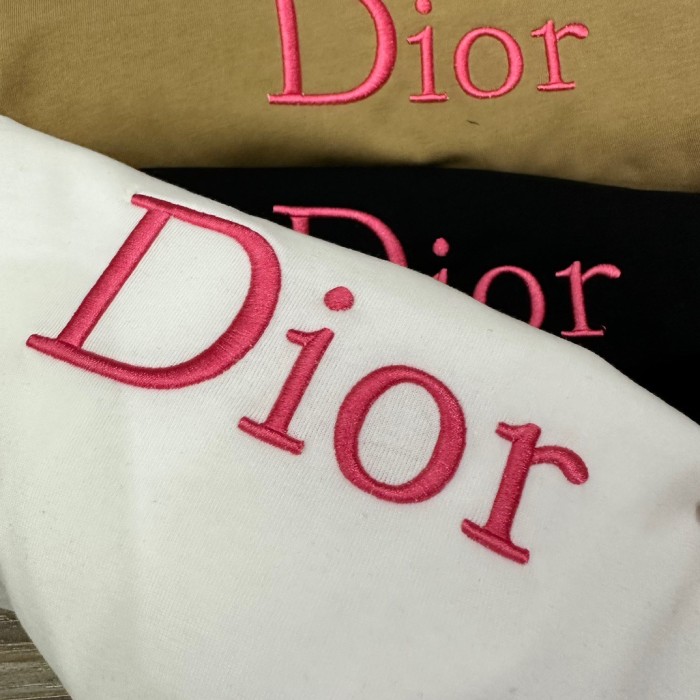 High Quality Dior 240g 100% Cotton Embroidery Logo Oversize T-shirt for Women and Men with Original OPP Package and Tags DRTS-041