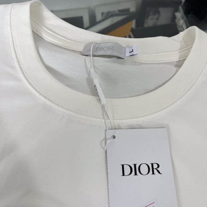 Top Quality Dior 210g 100% Cotton 3D Embroidery Logo T-shirt for Women and Men with Original OPP Package and Tags DRTS-046