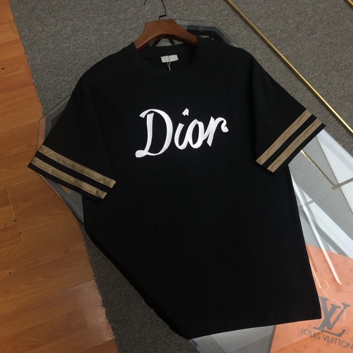 Top Quality Dior 240g 100% Cotton 3D Embroidery Logo T-shirt for Women and Men with Original OPP Package and Tags DRTS-056