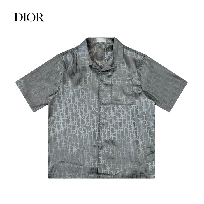 High Quality Dior Silk Jacquard Full Logo T-shirt for Women and Men with Original OPP Package and Tags DRTS-069