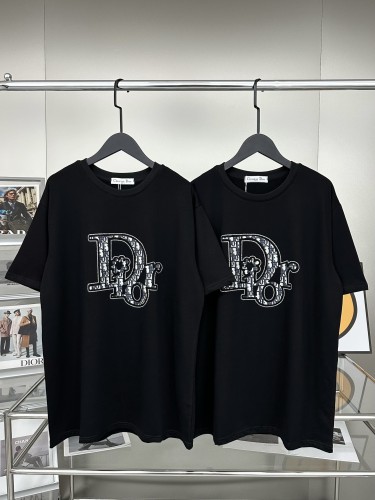 High Quality Dior 260g 100% Cotton Hot Drill Logo T-shirt for Women with Original OPP Package and Tags DRTS-071