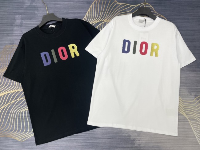 Top Quality Dior 240g 100% Cotton Colorful Foaming Logo T-shirt for Women and Men with Original OPP Package and Tags DRTS-067