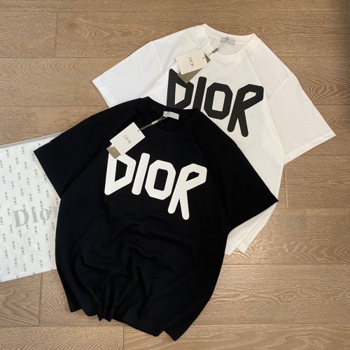 High Quality Dior 200g 100% Cotton 3D Silicone Logo Oversize T-shirt for Women and Men with Original OPP Package and Tags DRTS-082