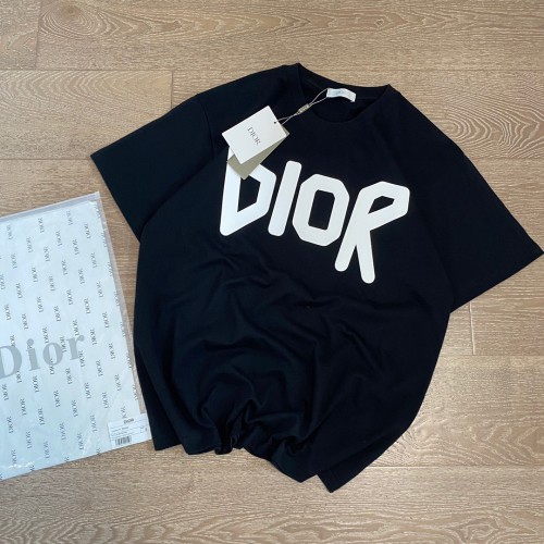 High Quality Dior 200g 100% Cotton 3D Silicone Logo Oversize T-shirt for Women and Men with Original OPP Package and Tags DRTS-082