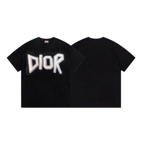 Top Quality Dior 250g 100% Cotton Ink Jet Logo Oversize T-shirt for Women and Men with Original OPP Package and Tags DRTS-084