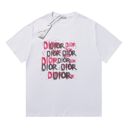 High Quality Dior 280g 100% Cotton Painted Logo T-shirt for Women and Men with Original OPP Package and Tags DRTS-087