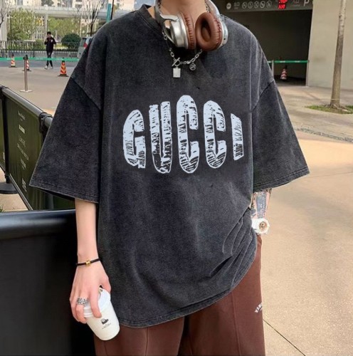 High Quality Gucci 240g 100% Cotton Make Old Print Logo T-shirt for Women and Men with Original OPP Package and Tags GCTS-084