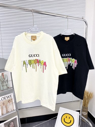 High Quality Gucci Joint Balenciaga 260g 100% Cotton Print Logo T-shirt for Women and Men with Original OPP Package and Tags GCTS-090