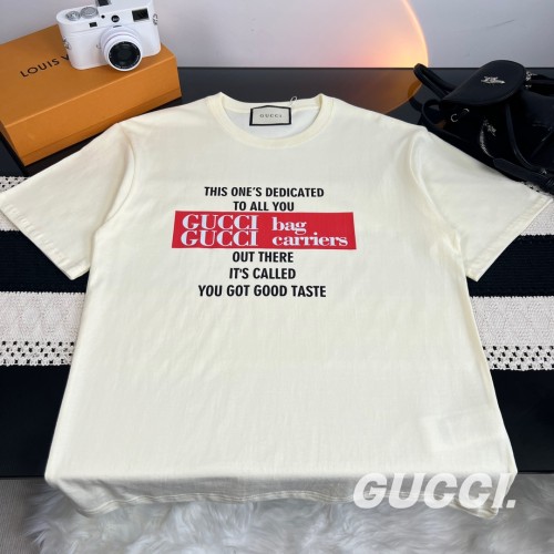 High Quality Gucci 260g 100% Cotton Print Logo T-shirt for Women and Men with Original OPP Package and Tags GCTS-089