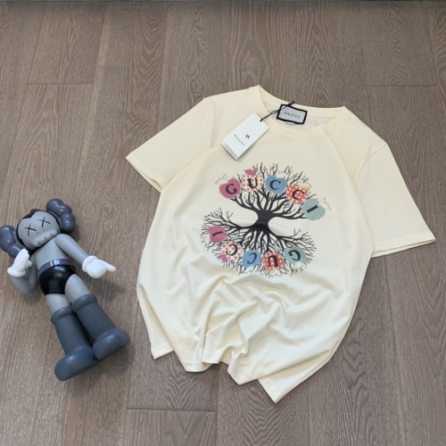 High Quality Gucci 230g 100% Cotton Print Tree of Life Logo T-shirt for Women and Men with Original OPP Package and Tags GCTS-087