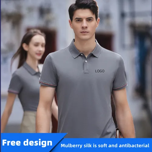 MLD2385 Custom LOGO/Pattern 47.5% Cotton +48.3% Lyocell Fiber + 4.2% Mulberry Silk Two Buttons Soft and Antibacterial and Breathable Business EUR Size Polo-shirt(Instock) for Men and Women CST-055 (different custom craft and logo and quantities has different custom fee)