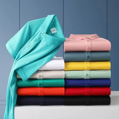 Y1515 Custom LOGO/Pattern 200g 40Counts 100% Ick Silk(Modal) Two Buttons Business Plus Size Polo-shirt(Instock) for Men and Women CST-077 (different custom craft and logo and quantities has different custom fee)
