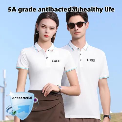 Z666 Custom LOGO/Pattern 200g 50 Counts 50% Matt Mercerized +45% Siro Combed Cotton +5% Mulberry Silk Two Buttons Soft and Breathable 5A Antibacterial Business Plus Size Polo-shirt(Instock) for Men and Women CST-067 (different custom craft and logo and quantities has different custom fee)