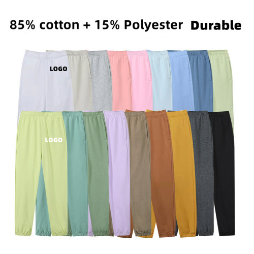 Custom LOGO/Pattern 280g 32 Counts 85% Cotton + Polyester Plus Size Casual Sports Trousers For Men and Women CSTS-002