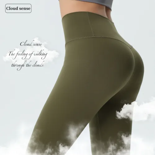 Custom LOGO/Pattern Solid Color Cloud Sence 86% Nylon + 14% Spandex Training Fitness Thin High Waist Yoga Long Pants For Women (Instock) YGP-002 K0179