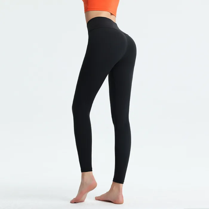 Custom LOGO/Pattern Solid Color Cloud Sence 86% Nylon + 14% Spandex Training Fitness High Waist Yoga Long Pants For Women (Instock) YGP-003 K0089