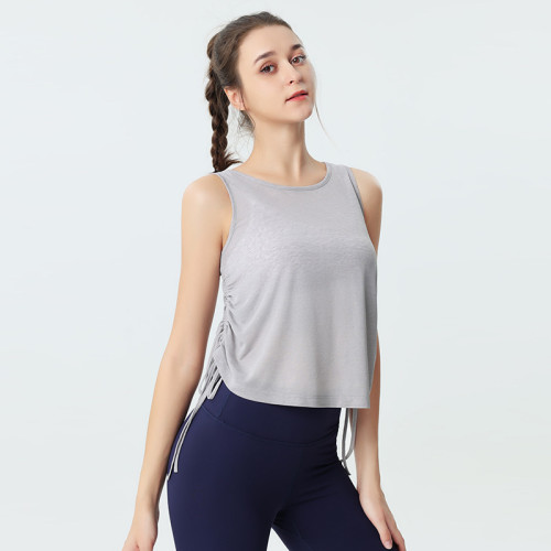 Custom LOGO/Pattern Solid Color 70% Cotton + 30% Tencel Training Fitness Yoga Shirt Quick-drying Sleeveless Yoga Vest For Women (Instock) YGT-003 TD0046