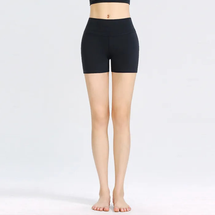 Custom LOGO/Pattern Solid Color 75% Nylon  + 25% Spandex Training Fitness High Waist Yoga Short Pants For Women (Instock) YGS-001 K0017