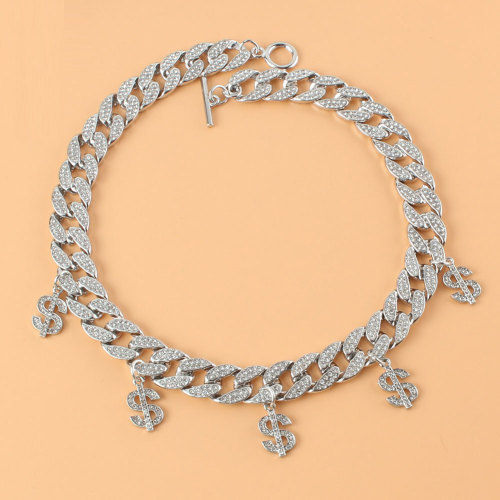Fashion Cuban Chain $ Tassel Steel Necklace ACCS-003
