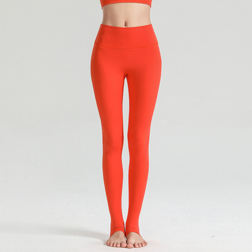 Custom LOGO/Pattern Solid Color 75% Nylon + 25% Spandex Training Fitness High Waist Yoga Long Pants For Women (Instock) YGP-012 K0056