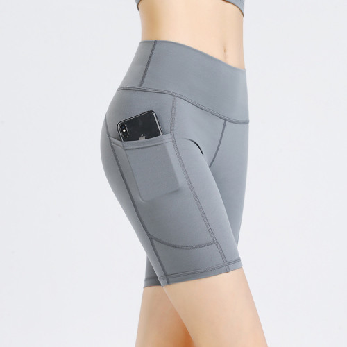 Custom LOGO/Pattern Solid Color 75% Nylon + 25% Spandex Cloud Sense Training Fitness High Waist Yoga Shorts For Women (Instock) YGS-006 K0018