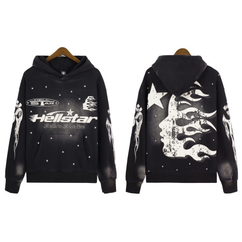 High Qualiy Hellstar Studios 360G Washed and Distressed Hoodie HLSC-053