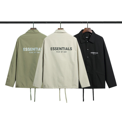High Quality Fear of God FOG ESSENTIALS Half-zip Stand Collar 3M Reflective Letter Trench Coat Thin Windbreaker ESTC-016